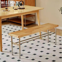 WISEMAX FURNITURE Mobilier de maison de style médiéval, chaise de salle à manger avec structure en acier inoxydable, banc en rotin, tabouret à chaussures pour villa