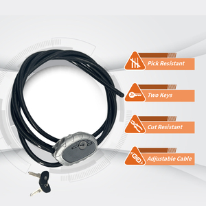 Cerradura de <span class=keywords><strong>cable</strong></span> ajustable larga de 12mm de diámetro grueso de llave <span class=keywords><strong>extra</strong></span> mecánica antirrobo de alta resistencia para almacén de montaña - Product Image 3