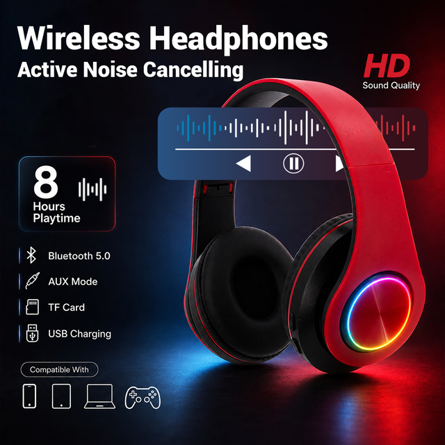 2026 New B39 TWS Headphones Wireless Game Headset LED Light SD Card Support Waterproof for Sports Audifonos