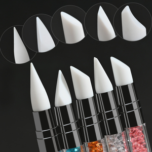 5pcs Dual End <b>Silicone</b> Nail Art Sculpture Pen 3D Carving Dotting Brush Embossing <b>Tool</b> - Product Image 5