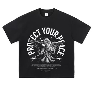 Camiseta extragrande con estampado de ángel caído para hombre |   Cita: '<span class=keywords><strong>Lucha</strong></span>, resistencia, persistencia' |   Ropa Urbana Unisex Y2K 100% Algodón Estampado - Product Image 1