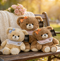 Ours en peluche super doux brodés avec col en dentelle et nœud crème, idéal pour les cadeaux de Noël pour enfants - Vente en gros