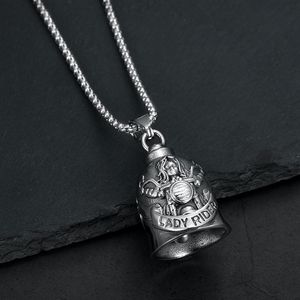 Collier avec pendentif cloche en acier inoxydable pour femme, cadeau pour motardes, chaîne de 3 mm, 60 cm - Product Image 2