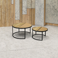 Rotin avec bois MDF Table basse en bois contemporaine Table d'appoint Design moderne avec pied en métal Salon Bureau Café Salon de thé