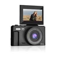 Appareil photo numérique 5K UHD 75MP avec Flash WiFi Rotation à 180 ° Selfie Time Lapse Mode rafale au ralenti Vlogging & Photographie de voyage