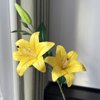 Dekorasi Pernikahan Bunga Lily Simulasi 2 Bunga 1 Buah Bunga Lily Besar Dekorasi Rumah Bahan Sutra 3D Print Cross-border