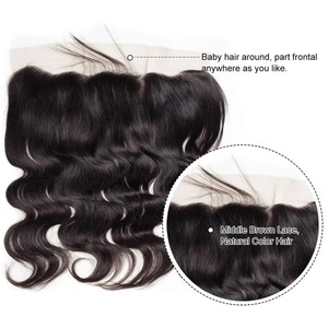 Phashion 13X4 encaje Frontal recto 4x4 5X5 cierre solo onda del cuerpo prearrancado suizo HD transparente 100% cabello humano <span class=keywords><strong>Remy</strong></span> en venta - Product Image 3