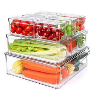 PET Plastic Injection Molded Environment-friendly Custom Logo 14-Piece Rectangle Modern Food Storage <b>Containers</b> Set Freshness - Product Image 1