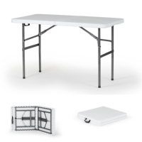 Table pliante blanche de 4 pieds, moulée par soufflage, très vendue, pour fêtes et pique-niques en extérieur