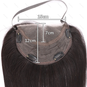 Topper capillaire 12x15cm sans colle en dentelle HD pour femme, cheveux naturels, avec ligne de cheveux haute sur le dessus de la tête, fixation à fil invisible - Product Image 6