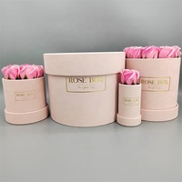 Boîte ronde en velours gaufré UV, style mode, vente chaude, personnalisée, haute qualité, matériaux recyclés, rose, pour la Saint-Valentin, emballage fantaisie