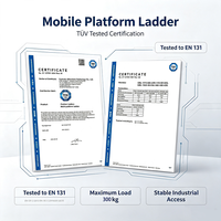 Plateforme mobile industrielle avec marchepieds et garde-corps en aluminium aéronautique certifiée EN 131-7 TUV