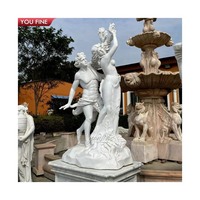Statue d'Apollon et de Daphné grandeur nature en marbre blanc naturel sculptée à la main, vente directe, sculpture de jardin européenne