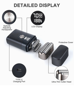 Kit de toilettage pour hommes 3 en 1, rasoir électrique sans fil professionnel, tondeuse à cheveux pour hommes avec écran numérique - Product Image 3