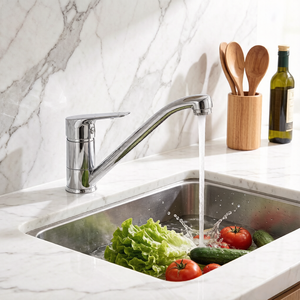 Robinet de cuisine moderne monotrou à levier unique en alliage de zinc chromé avec cartouche céramique, idéal pour hôtels et appartements - Product Image 5