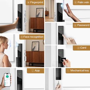 ล็อคประตูดิจิตอลอัจฉริยะไร้สายกุญแจ3D การจดจำใบหน้ารหัสพินลายนิ้วมืออลูมิเนียมไบโอเมตริกซ์อัจฉริยะไร้กุญแจ - Product Image 3