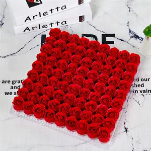 Sevenstar निर्माता 81 टुकड़े साबुन गुलाब का फूल तीन परतों आधार के बिना गुलाब फूल सिर मिनी साबुन फूल