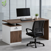 Bureau d'ordinateur industriel moderne avec tiroirs et armoire de rangement, assemblage facile, table de bureau en bois