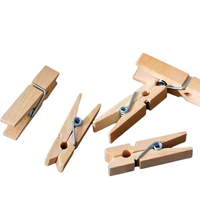 Pinzas de Madera Naturales para Ropa, Clips de Lavandería con Resorte para Secar Ropa, Pinzas Domésticas para Lavandería