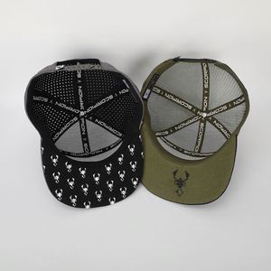 Alta calidad al por mayor de malla personalizada Snapback Cap impresión del logotipo Gorras 7 paneles de algodón corte láser agujero Oem bordado sombrero de ala plana - Product Image 6
