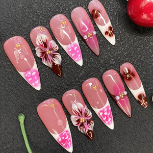 <span class=keywords><strong>Uñas</strong></span> artificiales hechas a mano acrílicas duraderas <span class=keywords><strong>de</strong></span> alta calidad, <span class=keywords><strong>diseño</strong></span> en relieve 3D cuadrado <span class=keywords><strong>de</strong></span> almendra larga, 10 Uds., <span class=keywords><strong>uñas</strong></span> hechas a mano - Product Image 4