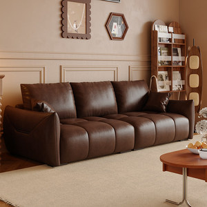 <span class=keywords><strong>โซฟา</strong></span>หนัง PU ลายวินเทจเคลือบแว็กซ์น้ำมัน สไตล์โมเดิร์นมินิมอล แบบกลาง สำหรับห้องนั่งเล่นหรืออพาร์ตเมนต์ 3 ที่นั่ง - Product Image 3