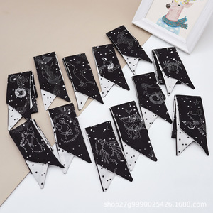 <span class=keywords><strong>Foulard</strong></span> Lungo Versatile in Poliestere con 12 Segni Zodiacali, Fiocco per Capelli, Nastro per Borsa <span class=keywords><strong>e</strong></span> Piccola Molla, Regalo Musulmano - Product Image 3