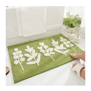 Hot Sale Leaf Print Bathroom Rug Polyester Carpet Can Be Washed Bathroom Accessories Entrance Door Mat