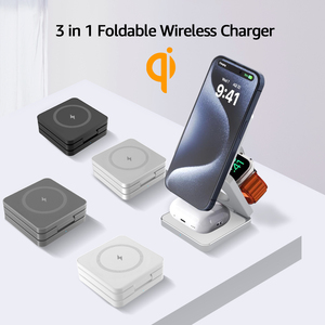 <span class=keywords><strong>Cargador</strong></span> Inalámbrico Plegable 3 en 1 de 15 W en Stock, Estación de Carga USB C, <span class=keywords><strong>Cargador</strong></span> de Viaje Magnético Inalámbrico para iPhone, iWatch y Auriculares - Product Image 2