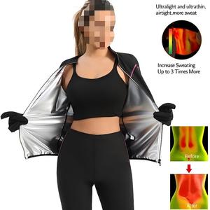 Haut de sport à manches longues pour femme, combinaison de sudation pour fitness, gym, course en extérieur, amincissement et remodelage corporel, avec fermeture éclair - Product Image 5