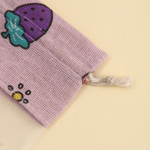 Sacs à cordon en coton et lin imprimés avec pochette de rangement en maille pour colliers et bracelets, sachet organisateur de voyage, pochette à bijoux - Product Image 4