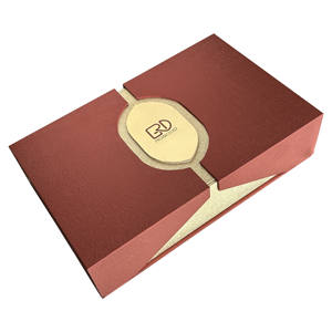 ROGOOD Boîte cadeau <span class=keywords><strong>de</strong></span> luxe en papier texturé rouge à double porte avec fermeture magnétique <span class=keywords><strong>Plaque</strong></span> <span class=keywords><strong>de</strong></span> logo dorée avec <span class=keywords><strong>mousse</strong></span> EVA P2134 - Product Image 1