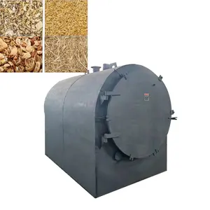 Horizontal Coconut Shell Wood Log Coal Sawdust Carbonization Furnace Charcoal Kiln Making Machine in Kenya