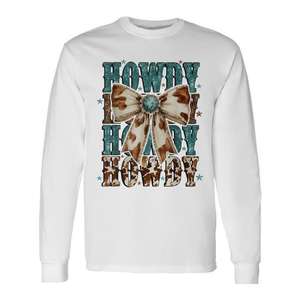 Camiseta de Manga Larga Western Coquette Turquoise Cowhide Howdy - Product Image 1