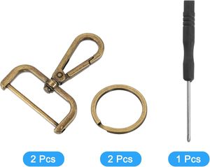 Uxcell Ensemble de fermoirs détachables : mousquetons, anneaux en D, fermoirs pivotants, fermoirs mousquetons à poussoir, clips de mode pour la fabrication de sacs à main, avec clé - Product Image 3