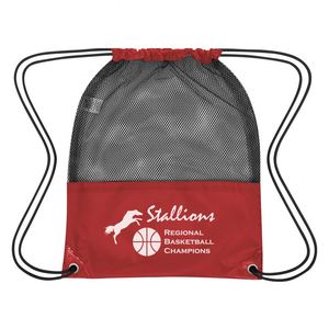 Wholesale OEM Logo 210D Polyester <b>Drawstring</b> Storage Mesh <b>Bag</b> Sturdy and Durable for Beach Toys Ball Camping Clothing Sports - Product Image 2