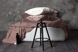 Soft Washed Linen Decorative <b>Pillowcase</b> Button Closure Natural Stonewashed <b>Square</b> Fabric Pattern Queen Bedding Home Seating - Product Image 3