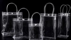 Transparente PVC-Einkaufstaschen Klare benutzer definierte Logo Kunststoff wasserdichte Mini-Make-up Toiletten artikel Großhandel PVC-Aufbewahrung beutel