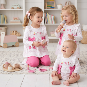 Girls Long Sleeve Dot <b>Dress</b> Top Pink Leggings Bodysuit Set Sweet Ruffle Bow Make <b>Up</b> Designs <b>Toddler</b> Outfit - Product Image 1