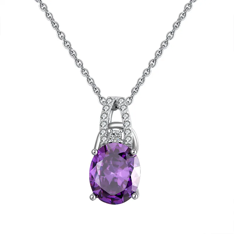 RINNTIN SN202 custom necklace 925 Sterling Silver Cubic Zirconia Pendant Necklace for women