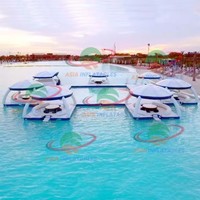 Plateforme flottante gonflable personnalisée, île flottante gonflable, cabane aquatique gonflable avec tente