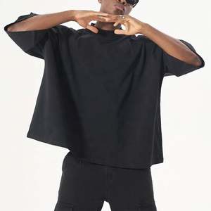 Custom <b>Tshirt</b> T-shirt <b>Cheap</b> 100% Short Sleeve Cotton Blank Round Neck Oversize Boxy t Shirt Men Plain Black T-shirt Wholesale - Product Image 2
