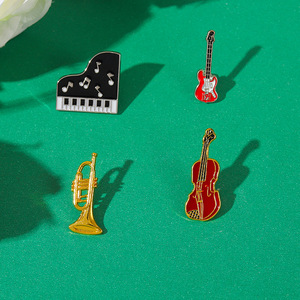 Vintage esmalte música fiesta solapa pines broches mujeres delicado violín Piano broche personalizar - Product Image 1
