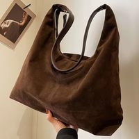 Sac fourre-tout décontracté en suède avec fermeture éclair, sacs à main et pochettes rétro en faux suède, sacs seau, sacs à bandoulière pour le voyage et le travail