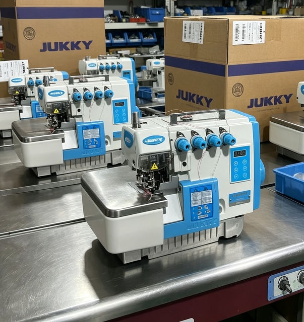 JUKKY JK-757DC High Speed 5-thread Double Needle Overlock Sewing Machines, Fot Both Industrial & Household Use Maquina Overlock