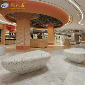 Nouveau banc en terrazzo Magic Stone pour extérieur, forme irrégulière, béton haute performance, utilisation en aménagement paysager municipal - Product Image 2