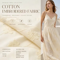 Voile brodé à œillets 100 % coton 60S 75GSM haute densité pour robe, tissu brodé à œillets