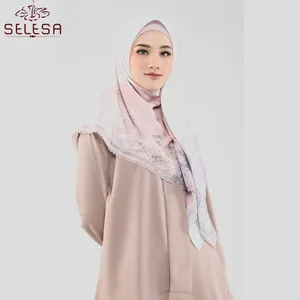 Foulard Hijab en Satin De qualité supérieure, accessoire élastique, disponible en Jersey, châle, imprimé Floral, malaisien, pour femmes