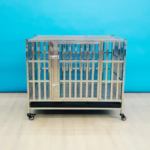 Stainless Steel High Anxiety Dog Cage Collapsible Kennel With Tray