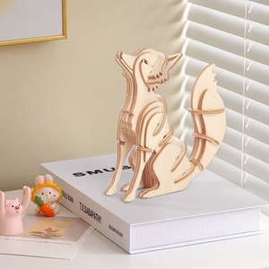Puzzle 3D en bois, jouets éducatifs, formes uniques, puzzles simples, forme de renard, animal, <span class=keywords><strong>dinosaure</strong></span>, pour enfants, jeux de bricolage - Product Image 6